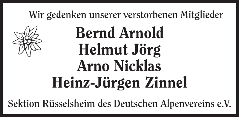  Traueranzeige für In Gedenken  vom 21.11.2015 aus  Mainspitze