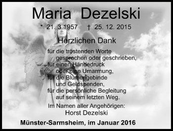 Traueranzeige von Maria Dezelski von  Allgemeine  Zeitung Ingelheim-Bingen