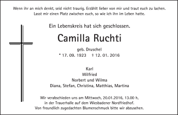 Traueranzeige von Camilla Ruchti von  Wiesbaden komplett