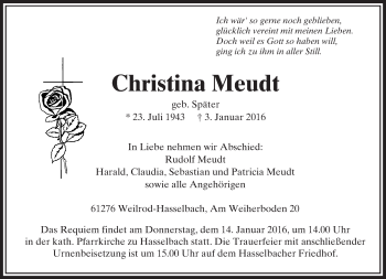 Traueranzeige von Christina Meudt von  Camberger Anzeiger