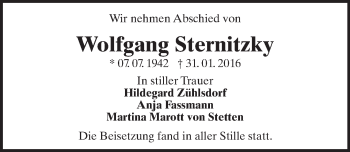 Traueranzeige von Wolfgang Sternitzky von  Wiesbaden komplett