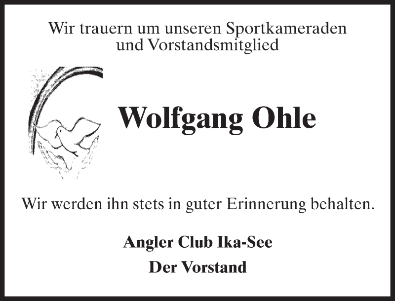  Traueranzeige für Wolfgang Ohle vom 21.01.2016 aus trauer.rmp.de