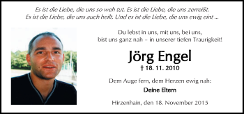 Traueranzeige von Jörg Engel von  Kreisanzeiger