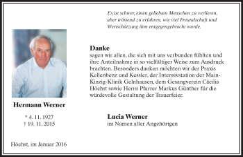 Traueranzeige von Hermann Werner von  GT Extra