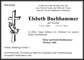 Traueranzeige von Elsbeth Buchhammer von VRM Trauer
