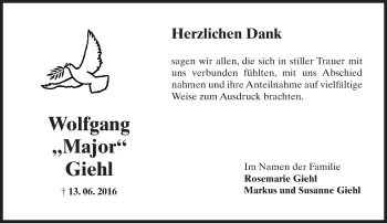 Traueranzeige von Wolfgang Giehl von Trauerportal Rhein Main Presse