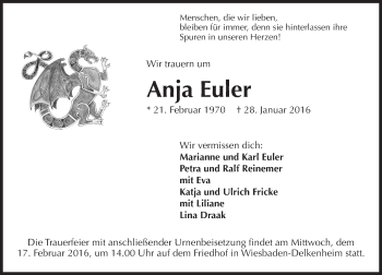 Traueranzeige von Anja Euler von  Wiesbaden komplett