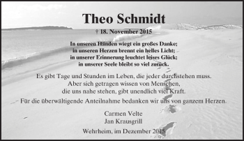Traueranzeige von Theo Schmidt von  Usinger Anzeiger