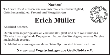 Traueranzeige von Erich Müller von  Kreisanzeiger