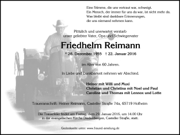Traueranzeige von Friedhelm Reimann von  Wiesbaden komplett