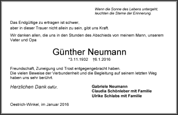 Traueranzeige von Günther Neumann von  Wiesbaden komplett