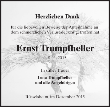 Traueranzeige von Ernst Trumpfheller von  Mainspitze