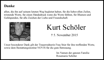 Traueranzeige von Kurt Schöler von  Allgemeine Zeitung Mainz