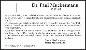 Traueranzeige von Paul Muckermann von  Wiesbaden komplett