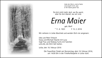 Traueranzeige von Erna Maier von  Gießener Anzeiger