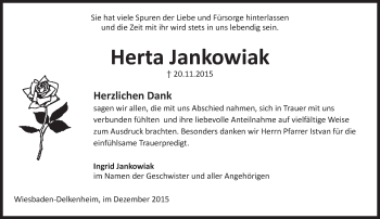 Traueranzeige von Herta Jankowiak von  Wiesbaden komplett