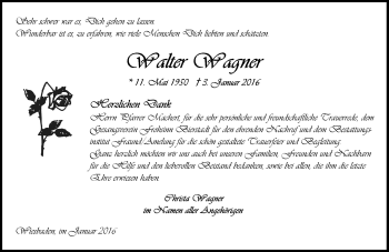 Traueranzeige von Walter Wagner von  Wiesbaden komplett