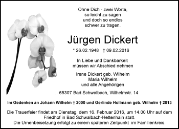 Traueranzeige von Jürgen Dickert von  Wiesbaden komplett