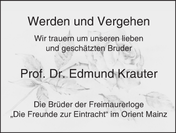 Traueranzeige von Edmund Krauter von trauer.rmp.de