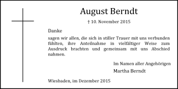 Traueranzeige von August Berndt von  Wiesbaden komplett