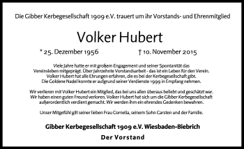 Traueranzeige von Volker Hubert von  Wiesbaden komplett