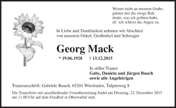 Traueranzeige von Georg Mack von  Wiesbaden komplett