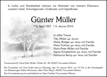Traueranzeige von Günter Müller von  Wiesbaden komplett