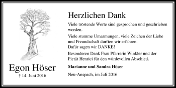 Traueranzeige von Egon Höser von  Usinger Anzeiger