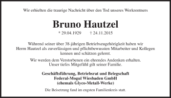 Traueranzeige von Bruno Hautzel von  Wiesbaden komplett