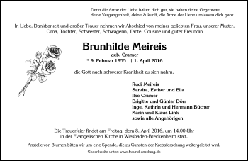 Traueranzeige von Brunhilde Meireis von  Wiesbaden komplett