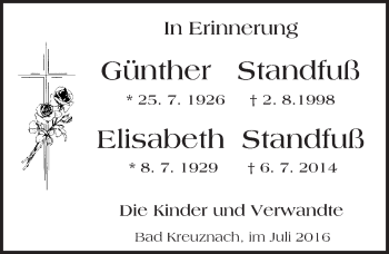 Traueranzeige von Günther und Elisabeth Standfuß von Trauerportal Rhein Main Presse