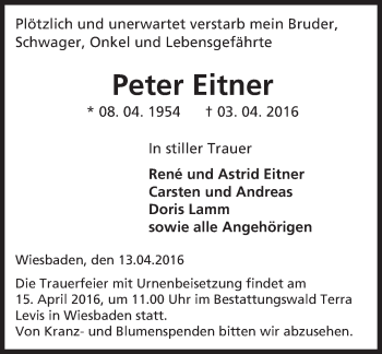 Traueranzeige von Peter Eitner von  Wiesbaden komplett