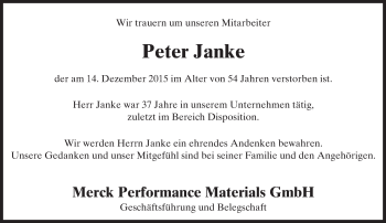 Traueranzeige von Peter Janke von  Wiesbaden komplett