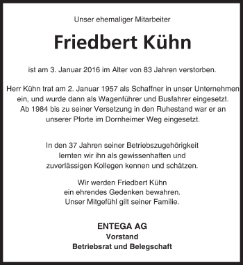 Traueranzeige von Friedbert Kühn von trauer.echo-online.de