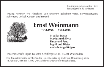 Traueranzeige von Ernst Weinmann von  Wiesbaden komplett