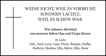 Traueranzeige von Bruno Wank von  Allgemeine Zeitung Mainz