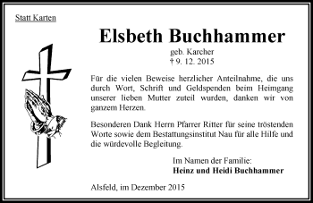 Traueranzeige von Elsbeth Buchhammer von VRM Trauer