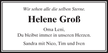 Traueranzeige von Helene Groß von  Usinger Anzeiger
