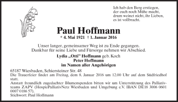 Traueranzeige von Paul Hoffmann von  Wiesbaden komplett