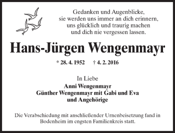 Traueranzeige von Hans-Jürgen Wengenmayr von  Wiesbaden komplett