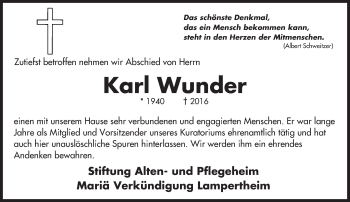 Traueranzeige von Karl Wunder von  Bürstädter Zeitung