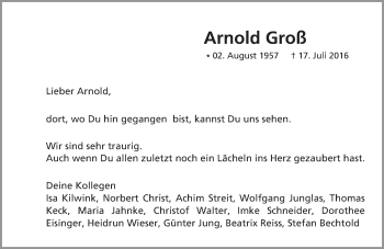 Traueranzeige von Arnold Groß von Trauerportal Rhein Main Presse