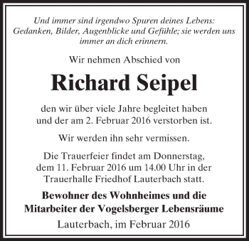 Traueranzeige von Richard Seipel von VRM Trauer