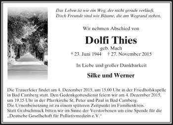 Traueranzeige von Dolfi Thies von  Camberger Anzeiger