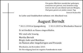 Traueranzeige von August Berndt von  Wiesbaden komplett
