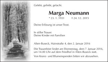 Traueranzeige von Marga Neumann von  Gießener Anzeiger