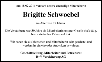 Traueranzeige von Brigitte Schwoebel von trauer.rmp.de