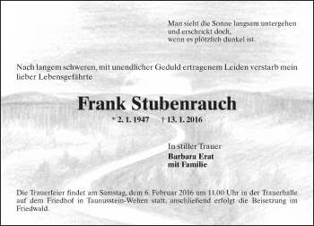 Traueranzeige von Frank Stubenrauch von  Wiesbaden komplett