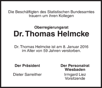 Traueranzeige von Thomas Helmcke von trauer.rmp.de