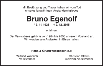 Traueranzeige von Bruno Egenolf von  Wiesbaden komplett